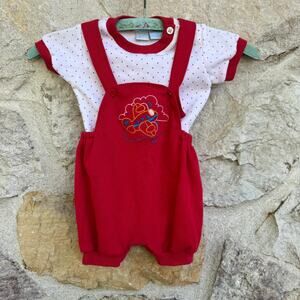 Little Miracles vintage 90s two piece baby overalls and shirt 3-6 months